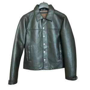 Frye Dark Black Lamb Leather Shirt Jacket